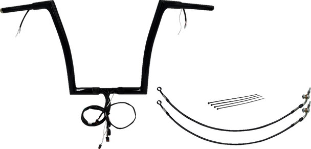 Fat Baggers Inc. 701914-B Ez Install Wired 1-1/4" Flat Top Handlebar Kit - 14"