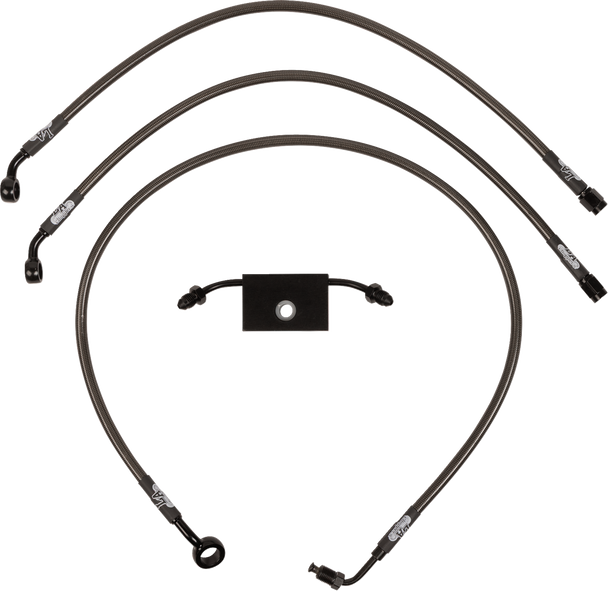 LA Choppers LA-8154B13M Brake Lines - 12" - 14" Ape Hanger Handlebars - Midnight