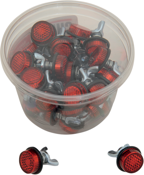 Chris Products CH40R License Plate Reflectors - 40 Pack Tub - Red