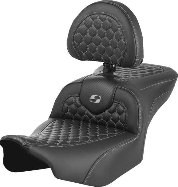 Saddlemen 823-07-189B2 Roadsofa Seat - w/ Backrest - Honeycomb - FLTR/FLHX 23-24
