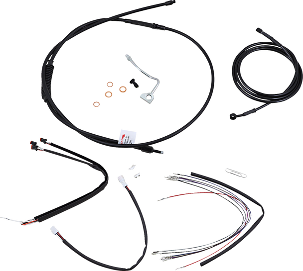 Burly Brand B30-1175 Complete Black Vinyl Handlebar Cable/Line Kit for Ape