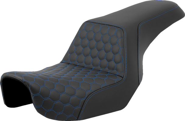 Saddlemen 806-04-17701 Step-Up Seat - Honeycomb - Blue Stitching - Dyna 06-17