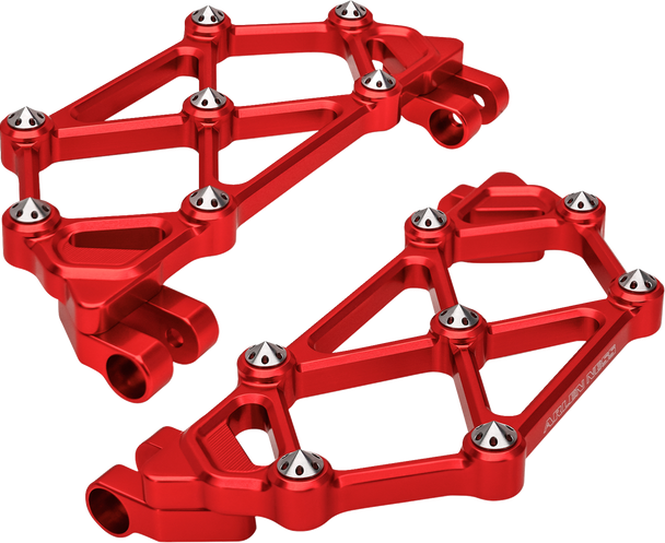 Arlen Ness 410-049 Mini Diamond Floorboards - Driver - Red - Flt