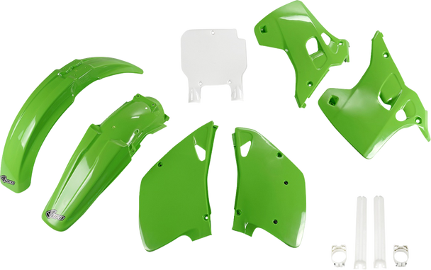 UFO KAKIT194F@999 Body Kit - Oem Green/White - for Kawasaki - Kx 93