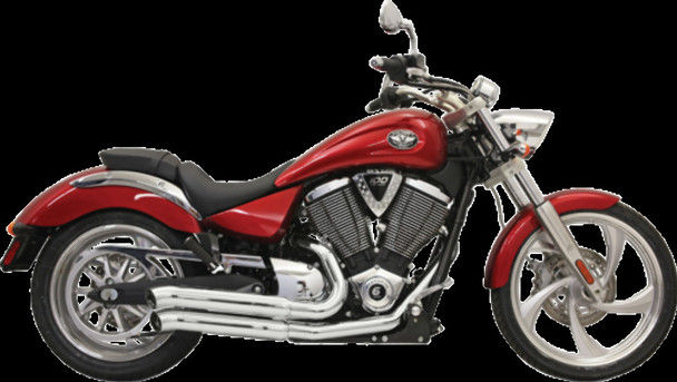 Bassani Pro Street Chrome Exhaust for 06-15 Victory Kingpin Vegas Gunner Judge