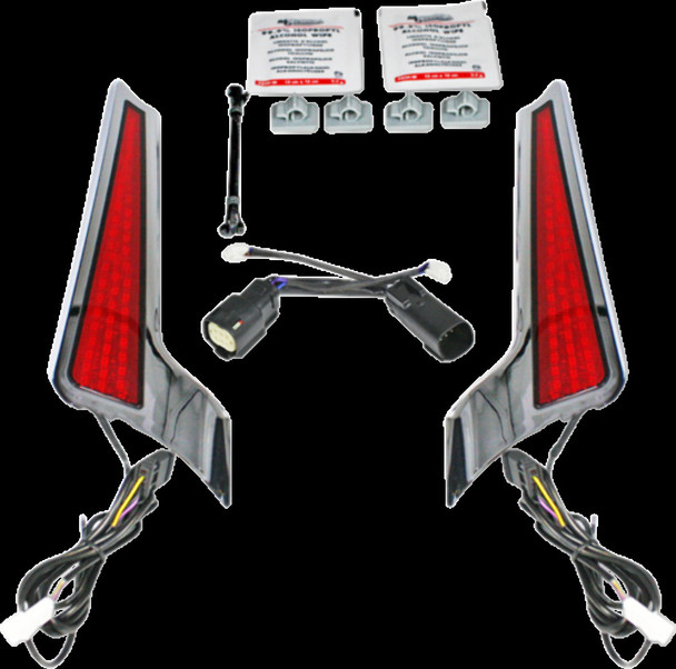 Custom Dynamics Chrome Red Lens LED Fascia Panel Lights 14-20 Harley Touring