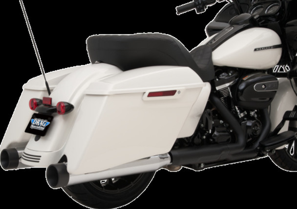 Drag Specialties Chrome Black 4" Slip-On Mufflers for Harley Touring M8 17-20