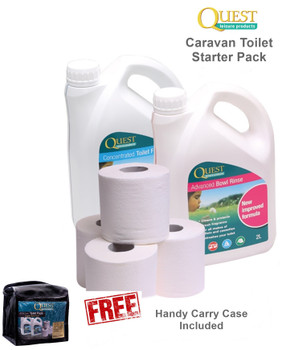 Quest Toilet Chemical Caravan/Camping Starter Pack - All in a Handy Carry Bag