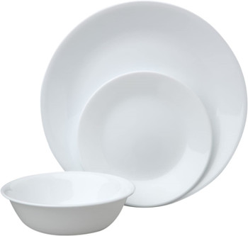 Corelle Classic  Winter Frost White Dinnerware Set for 4 (mugs not included)