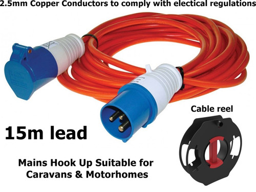 Semloh 15m Mains lead & Cable Reel - Safe 2.5mm Copper Conductors