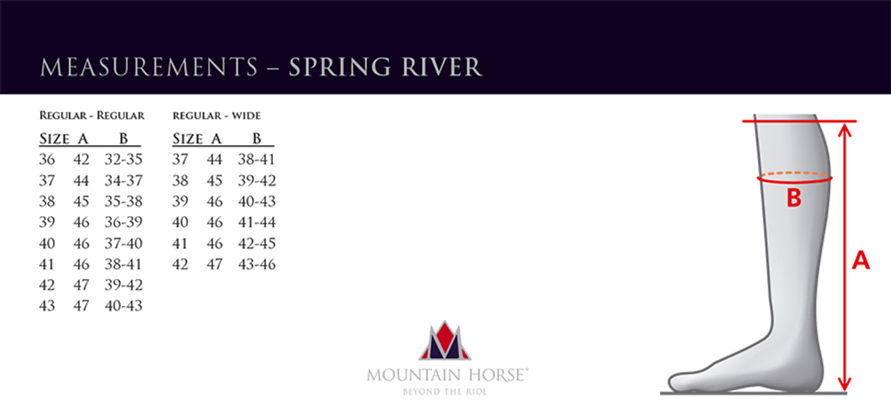 Mountain Horse Sovereign Boots Size Chart