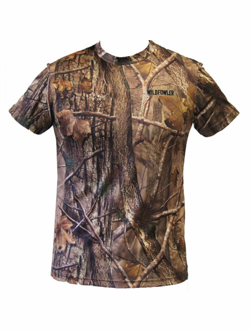 WILDFOWLER SHORT SLEEVE POLY QUICK DRY T-SHIRT-NATURE BROWN- FRONT