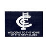 Official Carlton Door Mat with PVC backing and team logo.