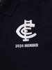 Close-up of the logo detail on the 2024 Carlton Member Adult Polo.