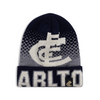 Front view of the 2025 Carlton Supporter Merino Wool Beanie by NAR.