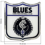 Size guide image for the Carlton Fan Emblem Retro Logo Decal.