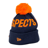 Side view of the New Era Carlton Respects Knit beanie.