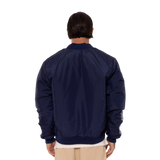 Back view of the 2025 Carlton Men's Graphic Patch Bomber jacket.