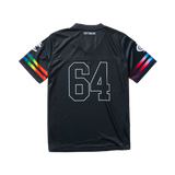 Back view of the 2025 Cotton On S10 Adults Pride Gridiron Tee worn by a model.