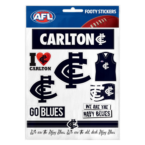 Official Carlton Team Sticker Sheet with various club logo designs.