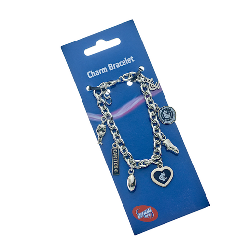 Official Carlton Charm Bracelet by Trofe featuring various club-themed charms. Official Carlton Charm Bracelet by Trofe featuring various club-themed charms.