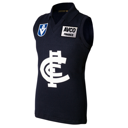 Front view of the Carlton VFL/AVCO Wool Guernsey by Woolmark. Front view of the Carlton VFL/AVCO Wool Guernsey by Woolmark.