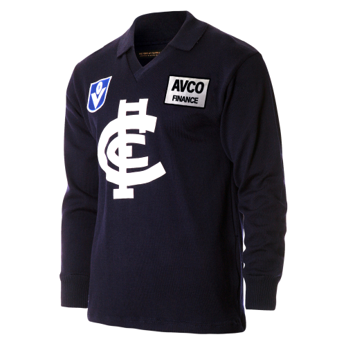 Front view of the Carlton VFL/AVCO Long Sleeve Wool Guernsey by Woolmark. Front view of the Carlton VFL/AVCO Long Sleeve Wool Guernsey by Woolmark.