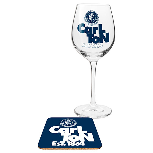 Carlton Wine Glass and Coaster set by Licensing Essentials.