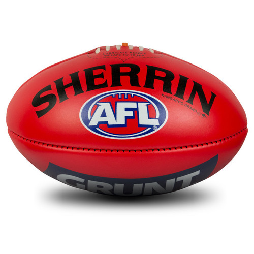 Side 1 of the red official Carlton Training Football by Sherrin (Size 5).