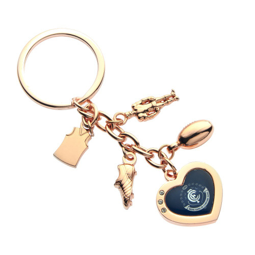 Official Carlton Charm Keyring by Trofe with multiple club-themed charms.