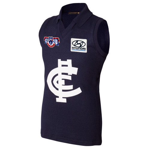 Front view of the Carlton '95 Grand Final Wool Guernsey by Woolmark. Front view of the Carlton '95 Grand Final Wool Guernsey by Woolmark.
