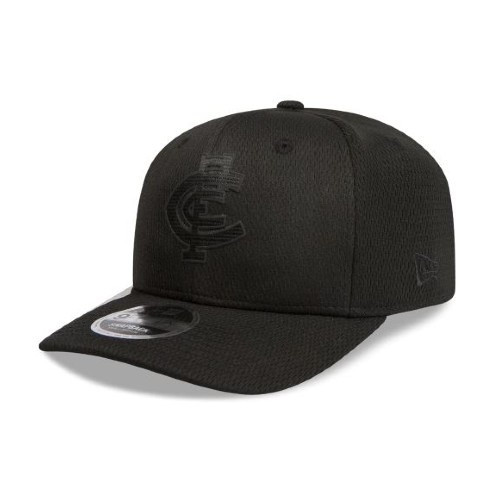 Carlton New Era Black on Black 9FIFTY Pre-Curved Snapback