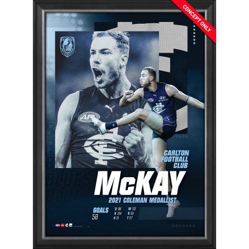 Limited edition framed Carlton Harry McKay 2021 Coleman Medal SportsPrint. Limited edition framed Carlton Harry McKay 2021 Coleman Medal SportsPrint.