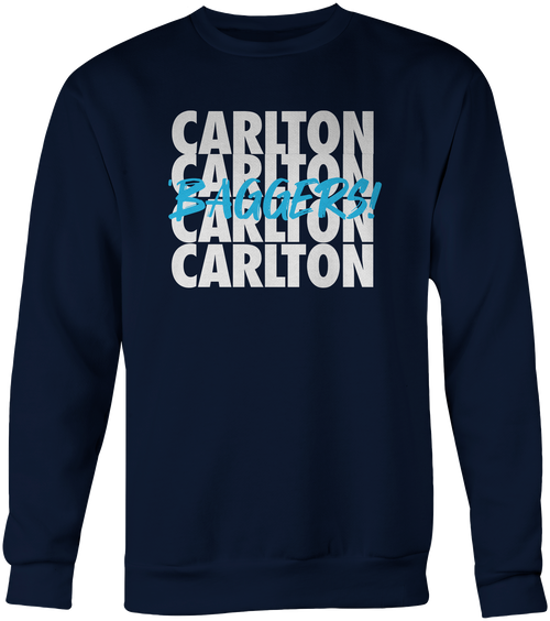 Front view of the Carlton Adult 'Baggers Crew sweatshirt by PlayCorp.