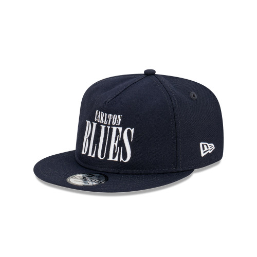 Three-quarter view of the 2023 Carlton New Era 'The Golfer' cap.