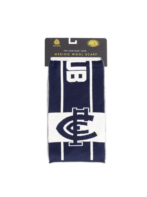 Side 1 of the Carlton Merino Wool Team Scarf by NAR. Side 1 of the Carlton Merino Wool Team Scarf by NAR.