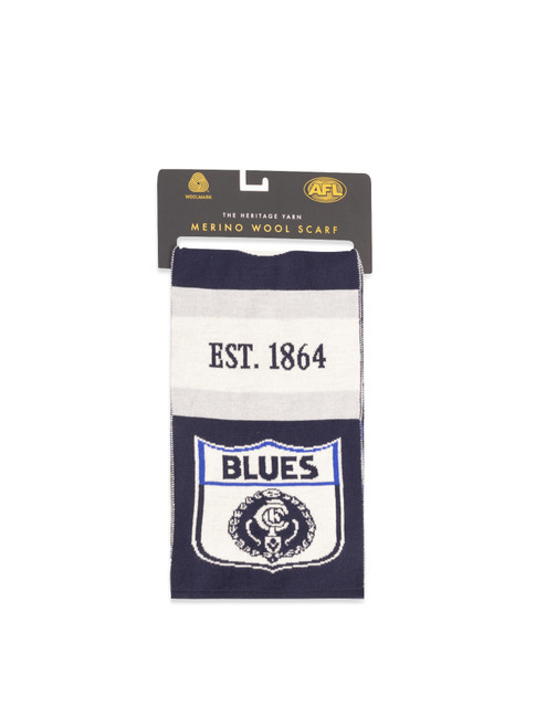 Side 1 of the Carlton Merino Wool Throwback Scarf by NAR. Side 1 of the Carlton Merino Wool Throwback Scarf by NAR.