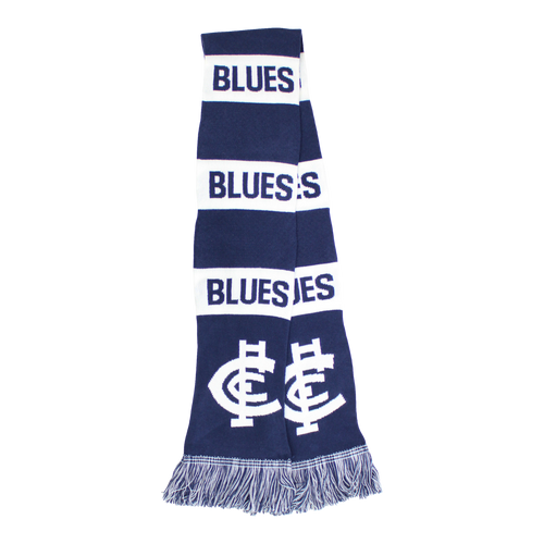 Carlton Knitted Bar Scarf by Sekem, shown flat.