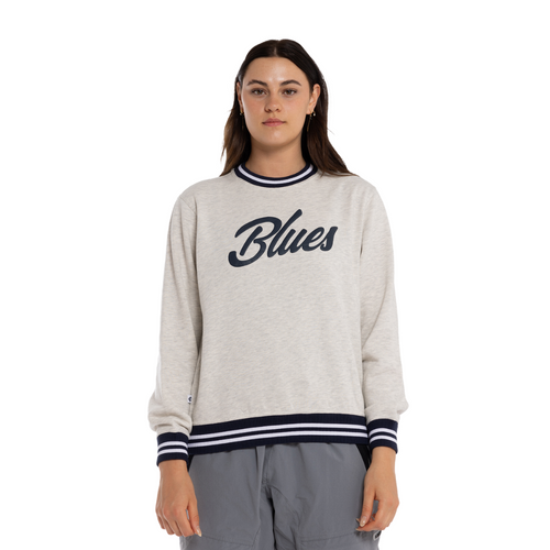 Front view of the W24 Carlton Women's Script Crew sweatshirt by NAR.