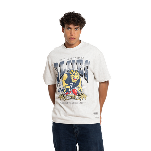 Front view of the Mitchell & Ness Carlton Mascot Character Tee.