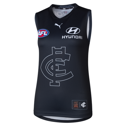Front view of the 2025 Carlton PUMA Womens Blueout Guernsey.