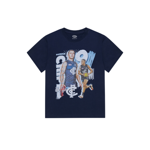 Front view of the 2025 Carlton Youth Landmark Cripps Tee by NAR.