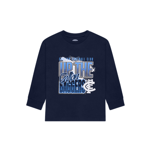 Front view of the 2025 Carlton Kids Carn Graphic Long Sleeve Tee by NAR.