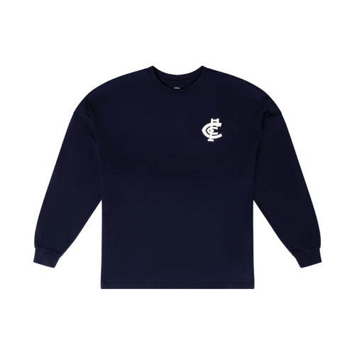 Front view of the 2025 Carlton Men's Club Long Sleeve Tee by NAR.