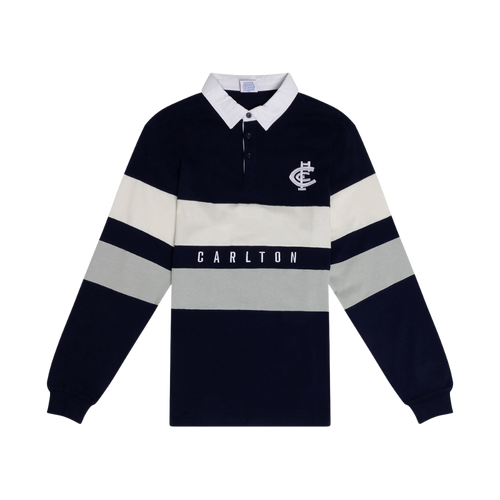 Front view of the 2025 Carlton Men's Paneled Rugby Top by NAR.