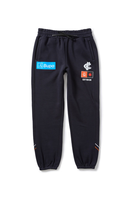 Back view of the 2025 Cotton On S10 Women's Track Pants for Carlton AFLW support.