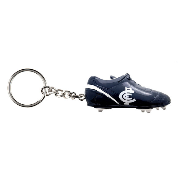 Carlton Boot Keyring by Trofe, shaped like a miniature navy football boot.