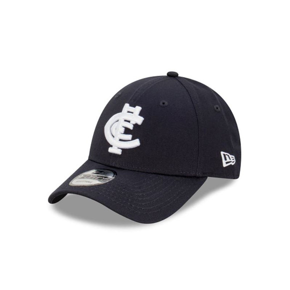 Front view of the Carlton New Era 9Forty Team Colours cap.