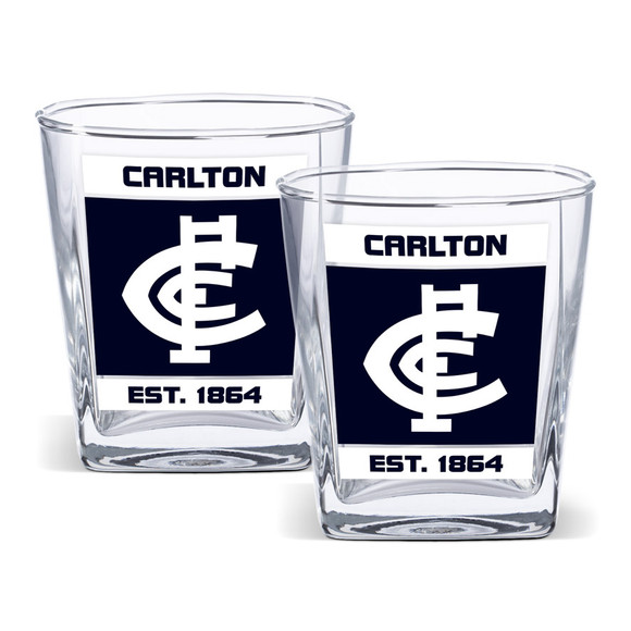 Official Carlton Spirit Glasses (2-pack) by Licensing Essentials, in gift box.