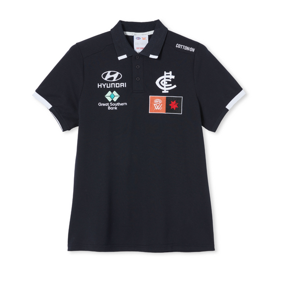 Front view of the 2023 Carlton Cotton On S8 Womens Media Polo.